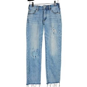 Womens Jeans Size 25 Pilcro Letterpress Relaxed Straight Distressed Raw Hem